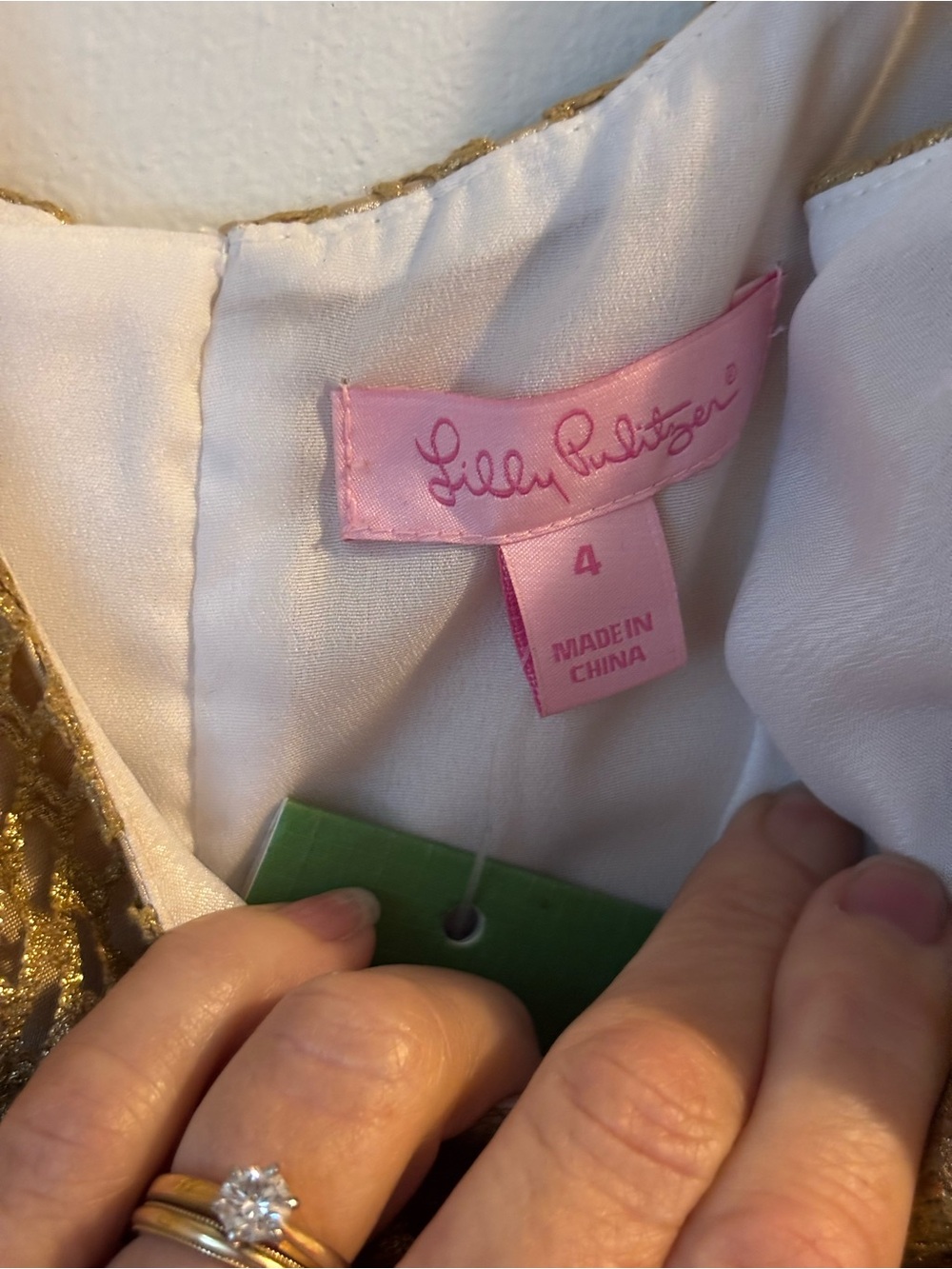 Lilly Pulitzer "Mila" Metallic Gold Lace Shift Dress - Picture 3 of 3